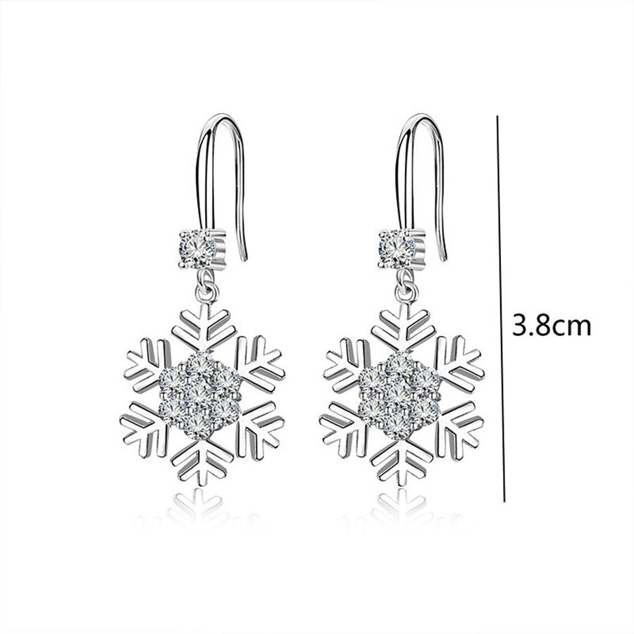 Temperament Snowflake Earrings With Rhinestones Fashion Personalized