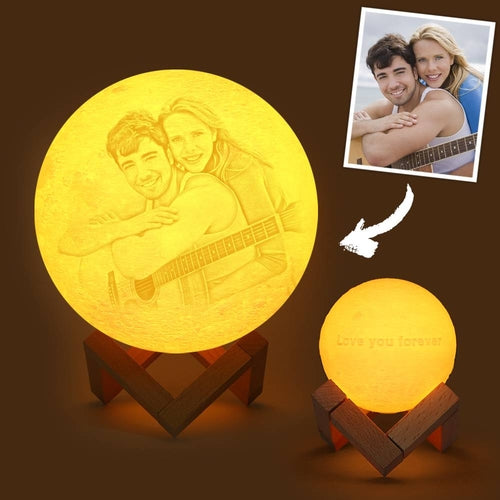Custom Photo & Text Moon Lamp Luna Night Light – Personalized Birthday