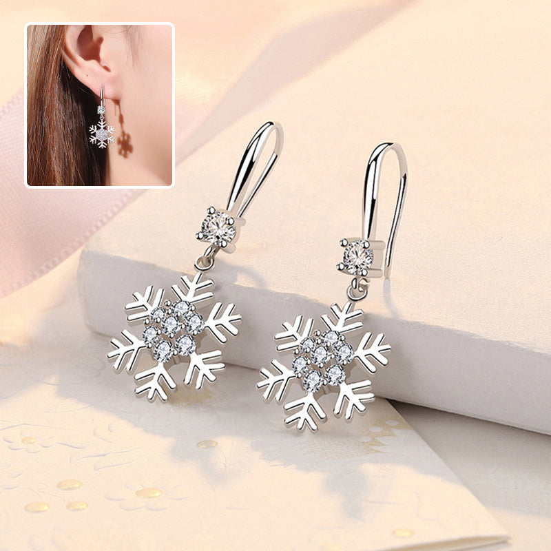 Temperament Snowflake Earrings With Rhinestones Fashion Personalized