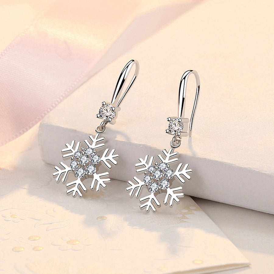 Temperament Snowflake Earrings With Rhinestones Fashion Personalized