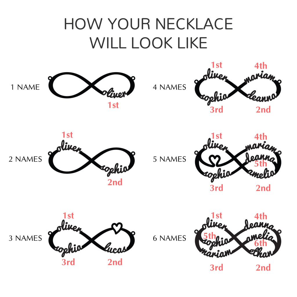 Personalized Infinity Name Necklace, Mom Necklace,Family Name Necklace