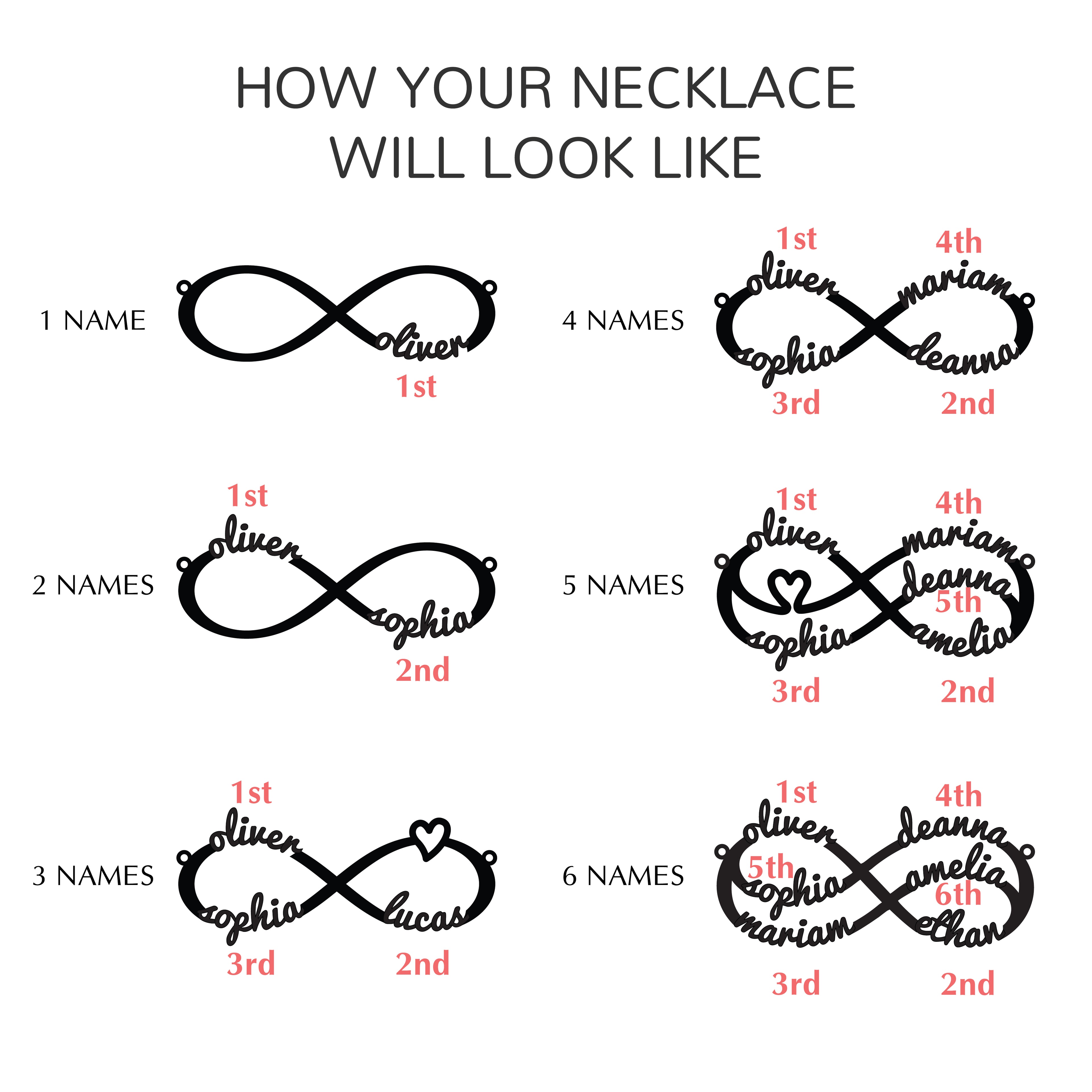 Personalized Infinity Name Necklace, Mom Necklace,Family Name Necklace