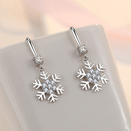 Temperament Snowflake Earrings With Rhinestones Fashion Personalized
